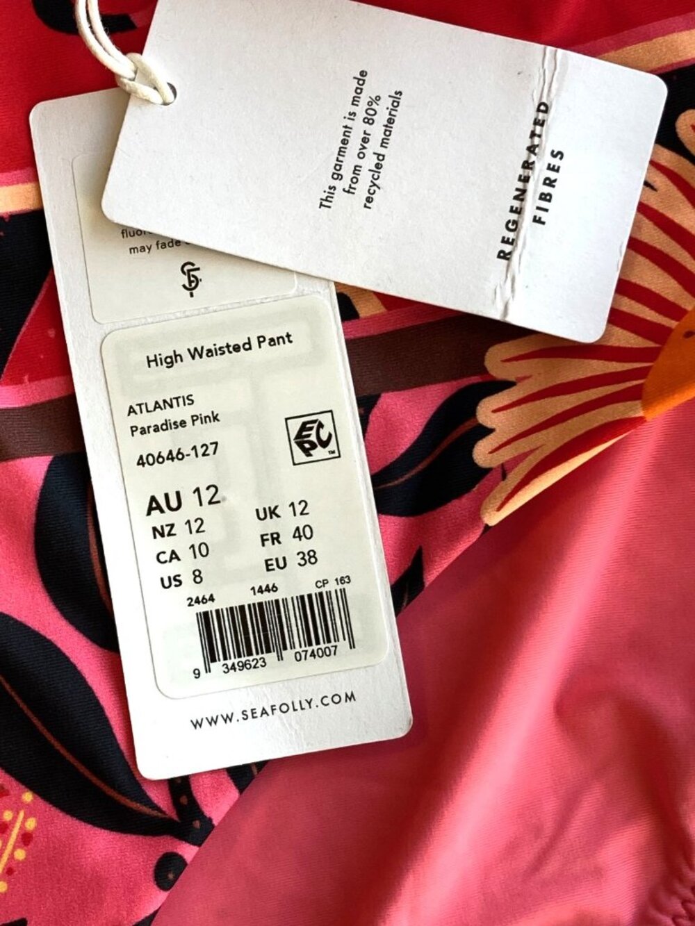 Seafolly Atlantis High Waisted Swim Bikini Bottom Womens US 8 Paradise Pink NWT - Picture 5 of 10